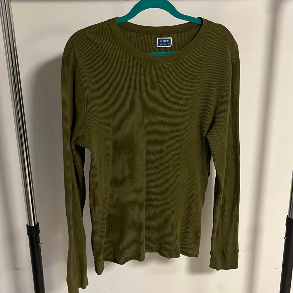 Men's Green J.Crew Waffle Shirt